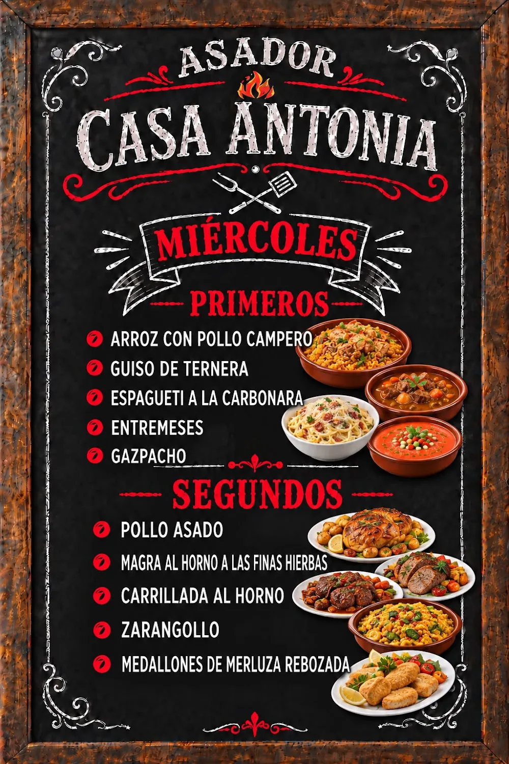 Carta de Asador Casa Antonia, página 1