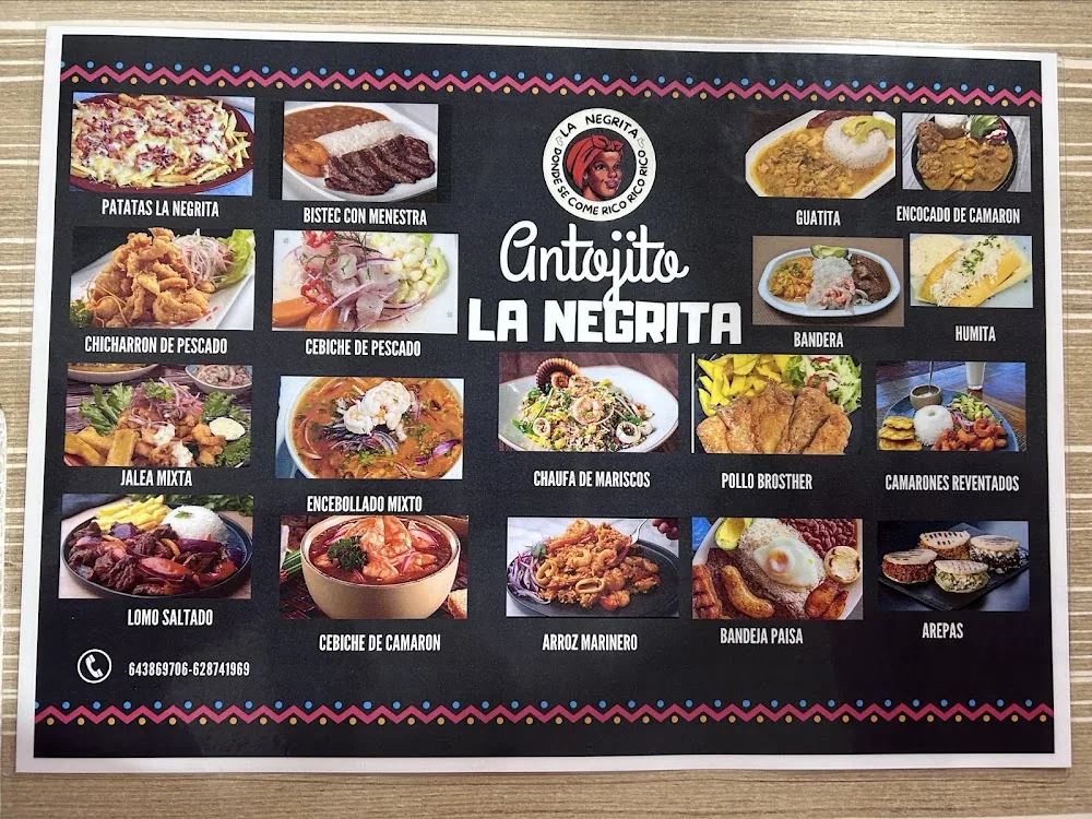 Carta de Café-Restaurante La Negrita 2, página 1