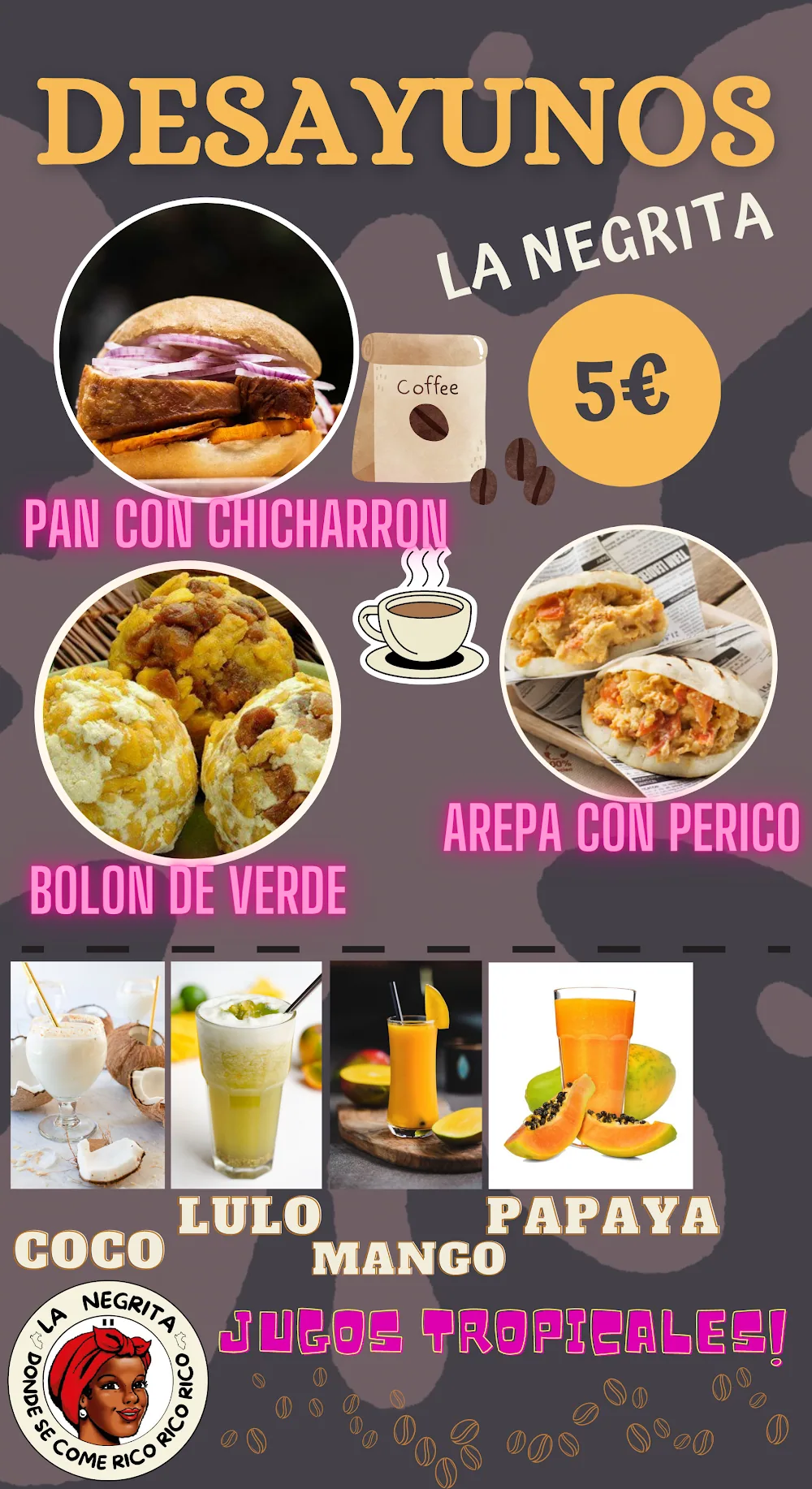Carta de Café-Restaurante La Negrita 2, página 3