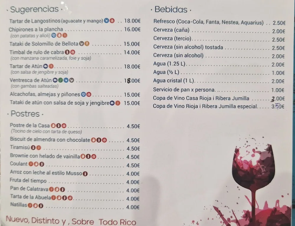 Carta de Casa de los Musso, Mesón Restaurante, página 2