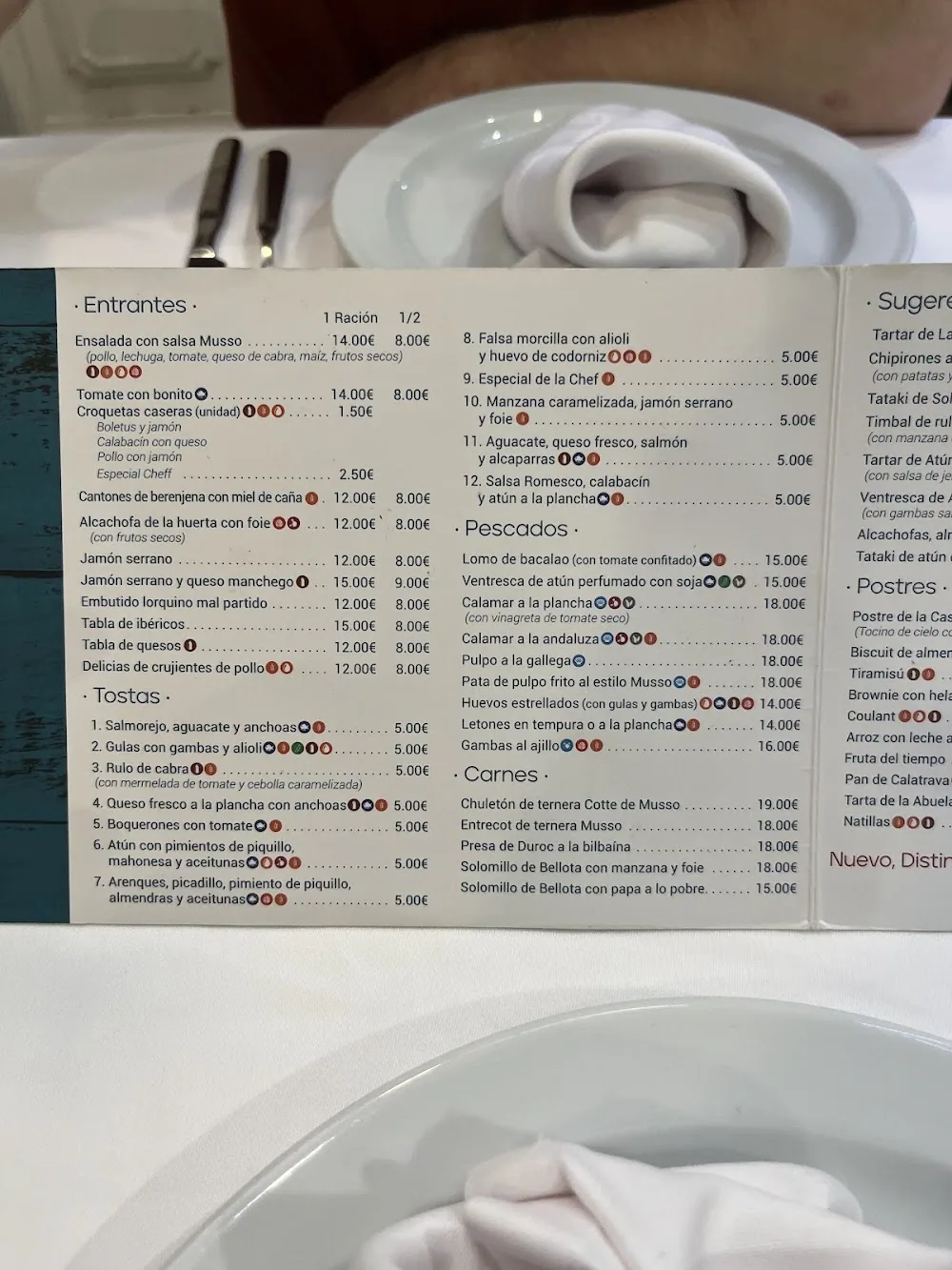 Carta de Casa de los Musso, Mesón Restaurante, página 3