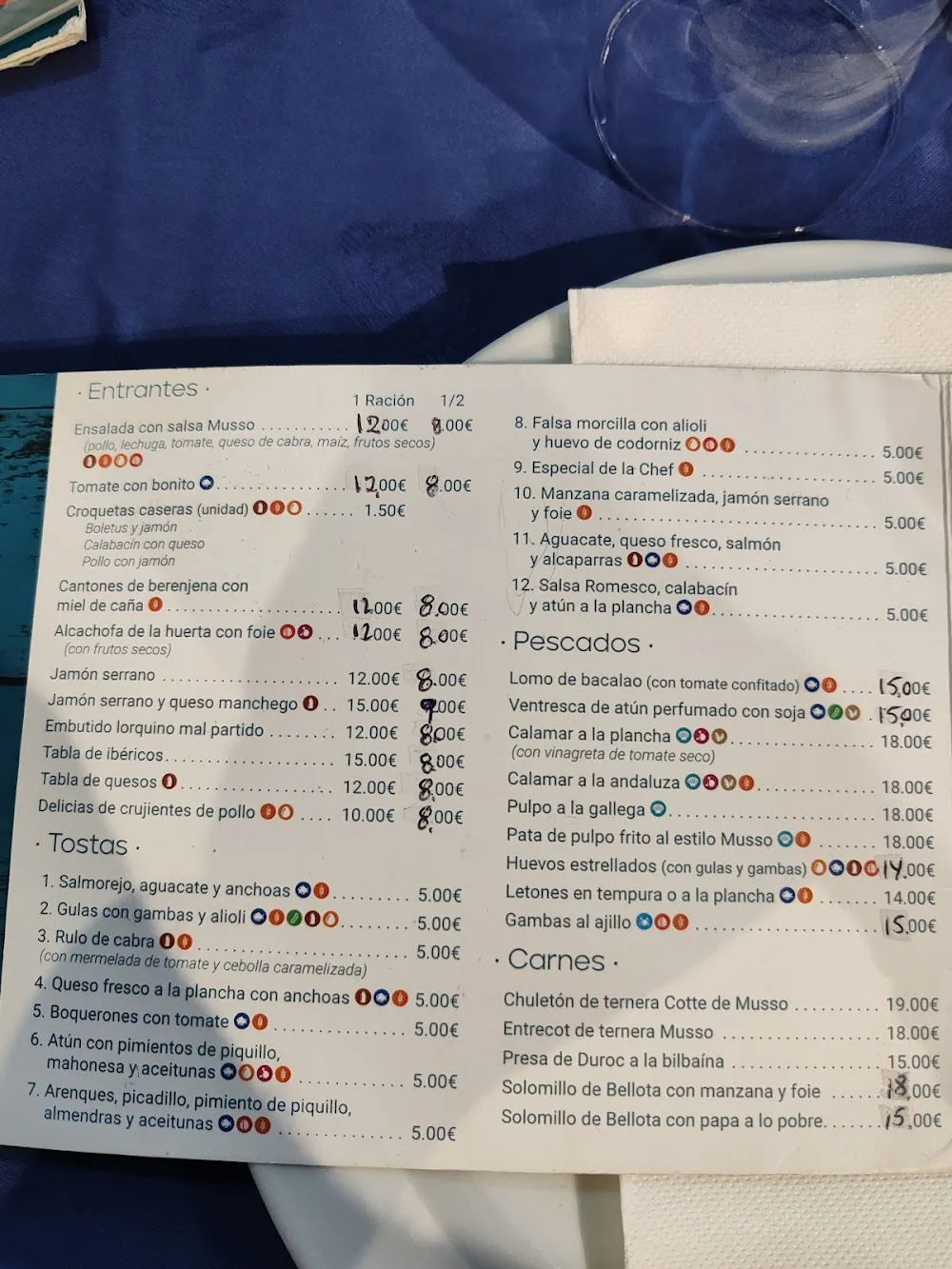 Carta de Casa de los Musso, Mesón Restaurante, página 5