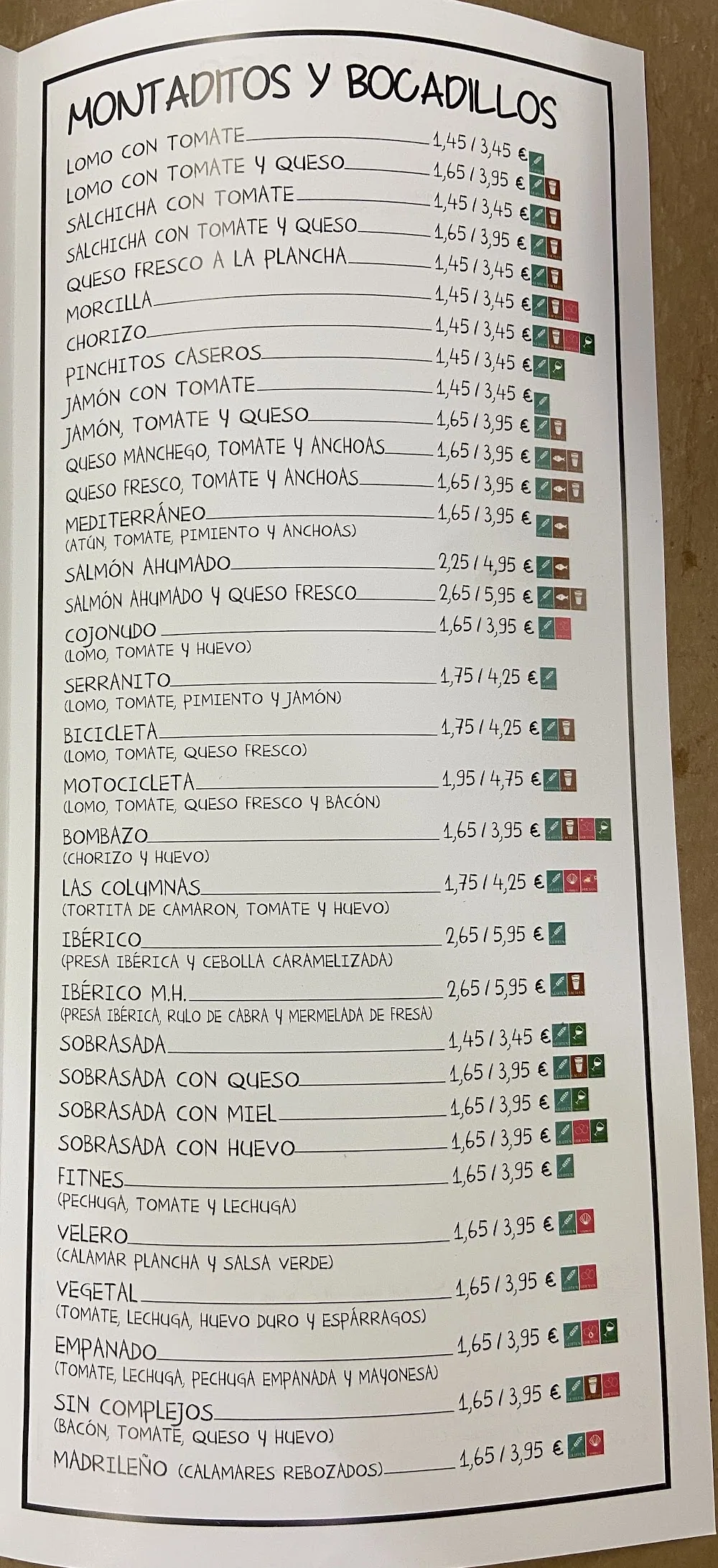 Carta de Cervecería Las Columnas, página 5