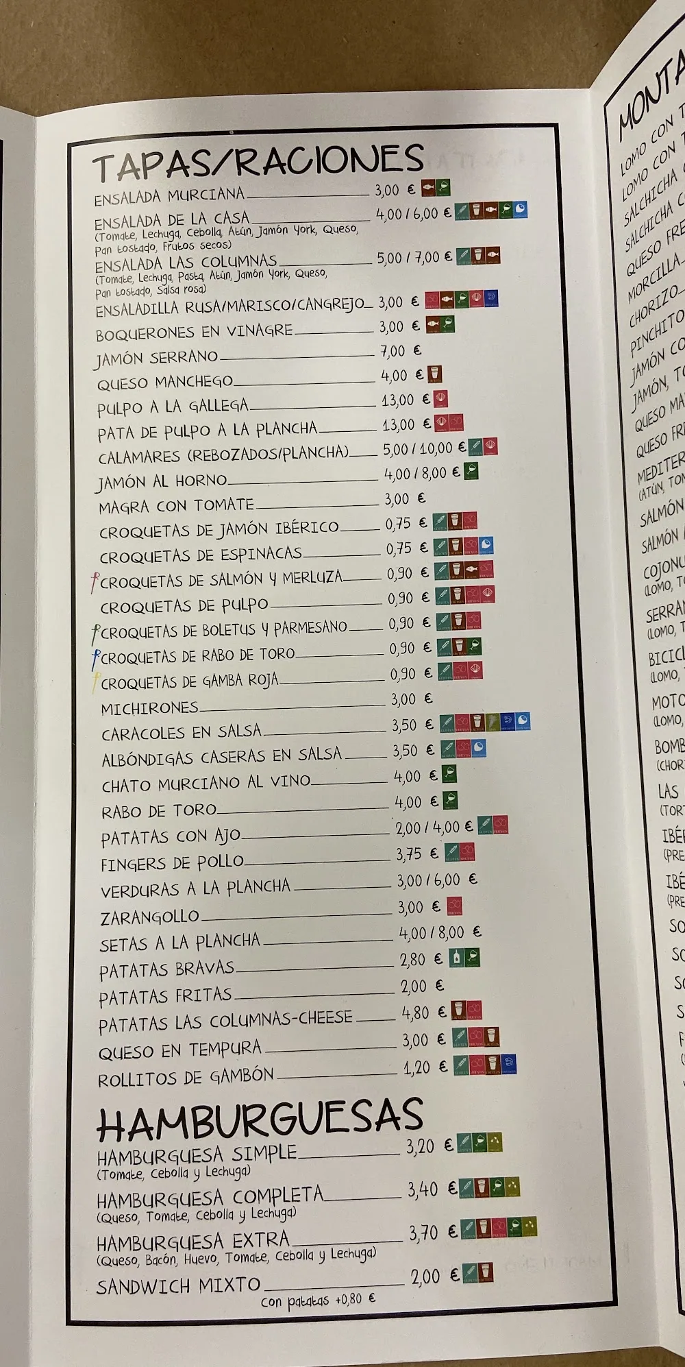 Carta de Cervecería Las Columnas, página 7