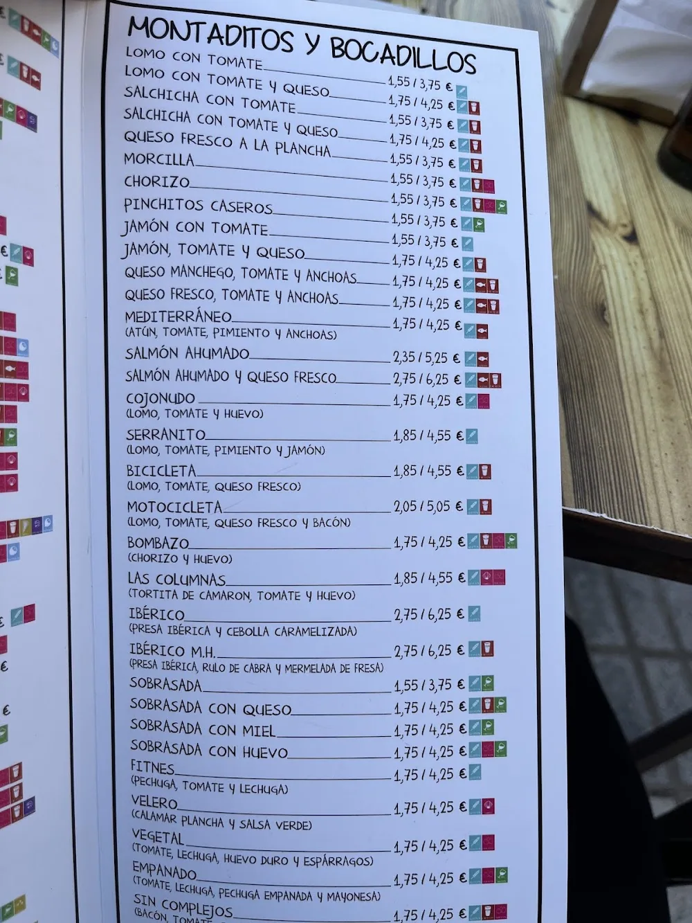 Carta de Cervecería Las Columnas, página 8