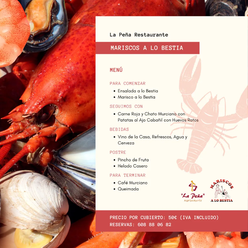 Carta de Mariscos a lo Bestia · La Peña Restaurante, página 7