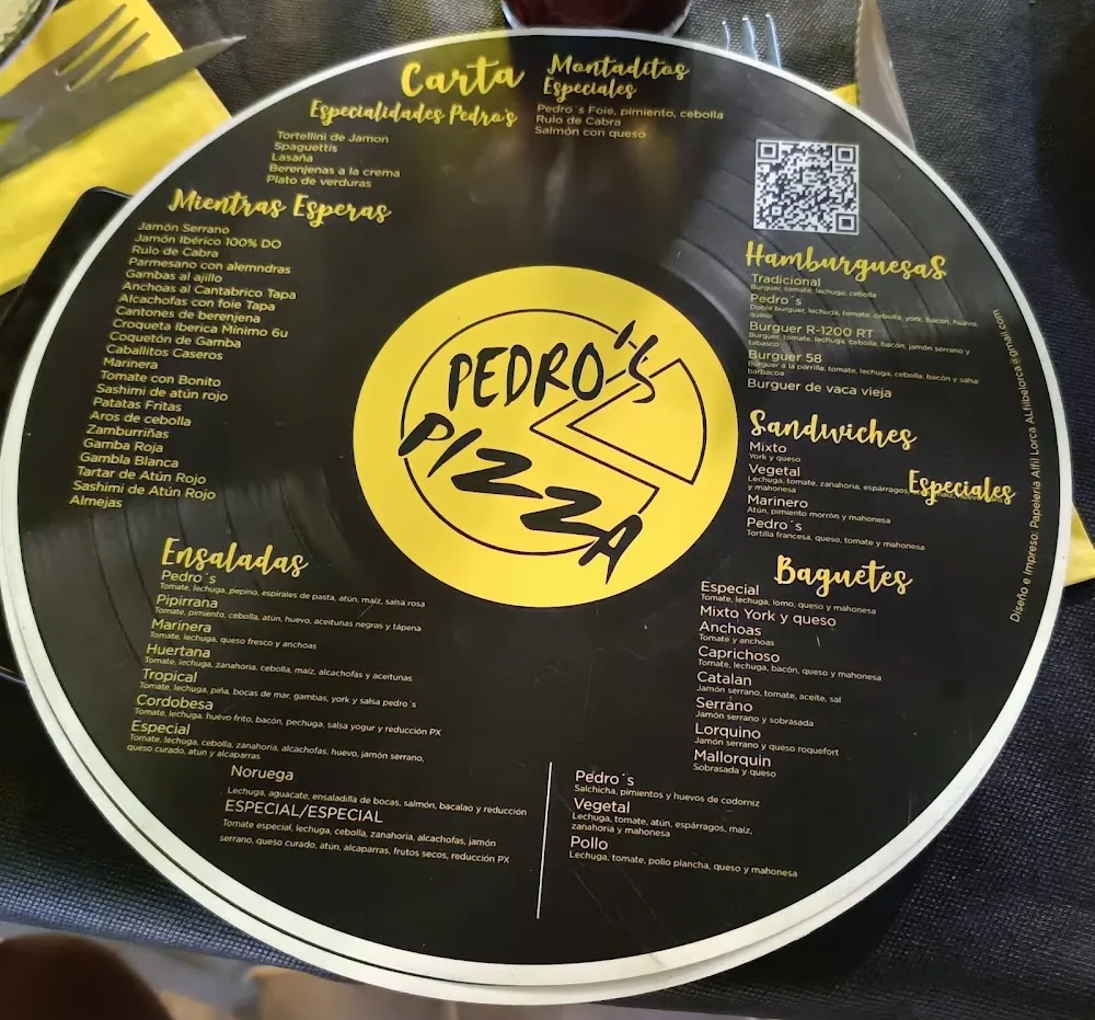 Carta de Restaurante Pedro's Pizza, página 1