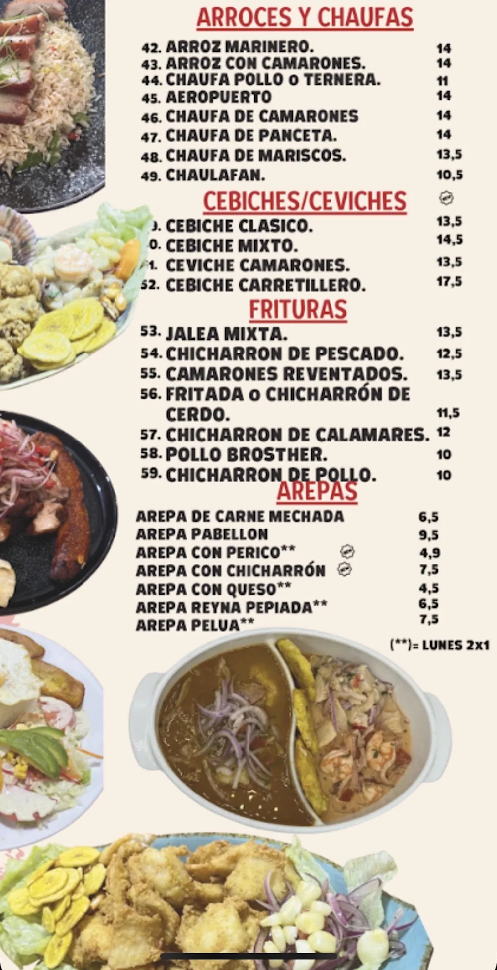 Carta de Restaurante Peruano La Negrita, página 3