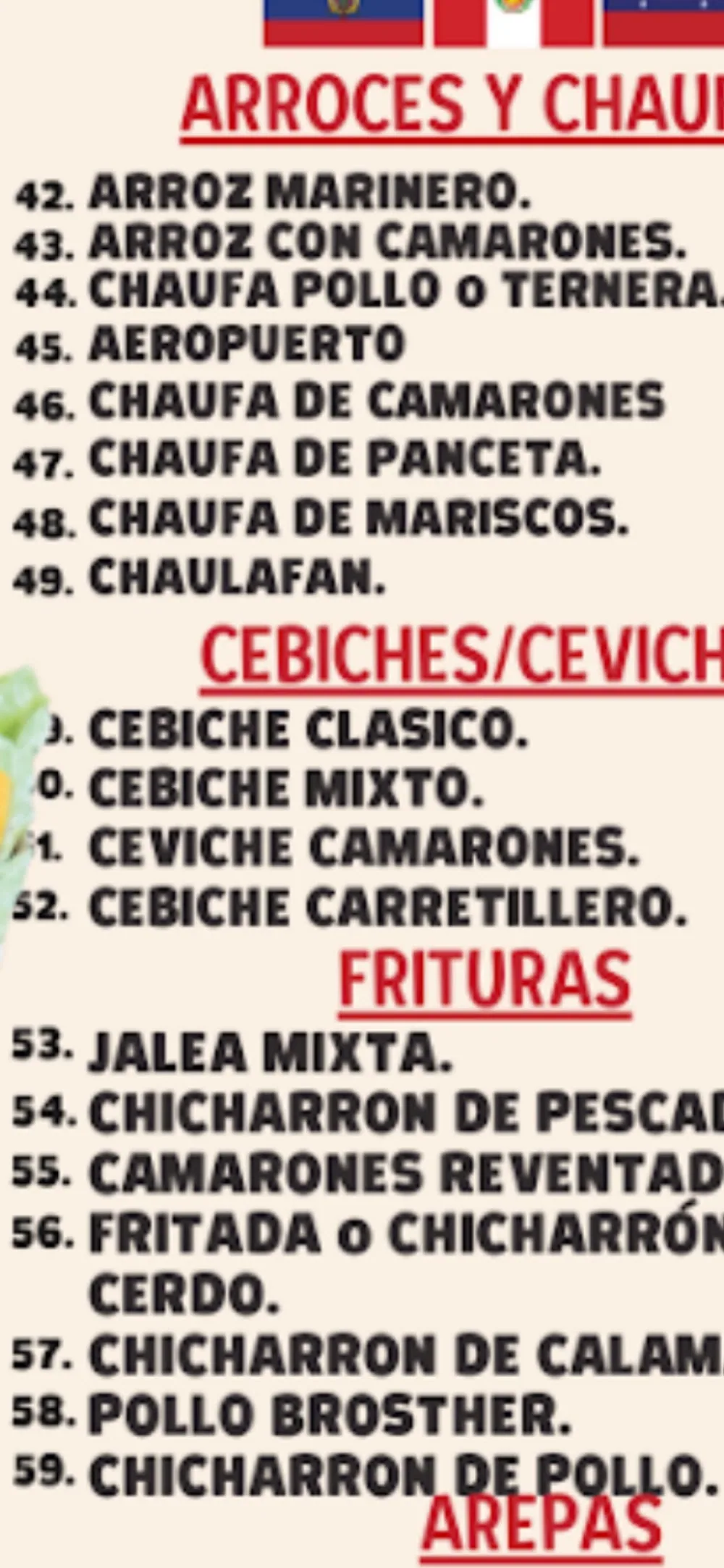 Carta de Restaurante Peruano La Negrita, página 10