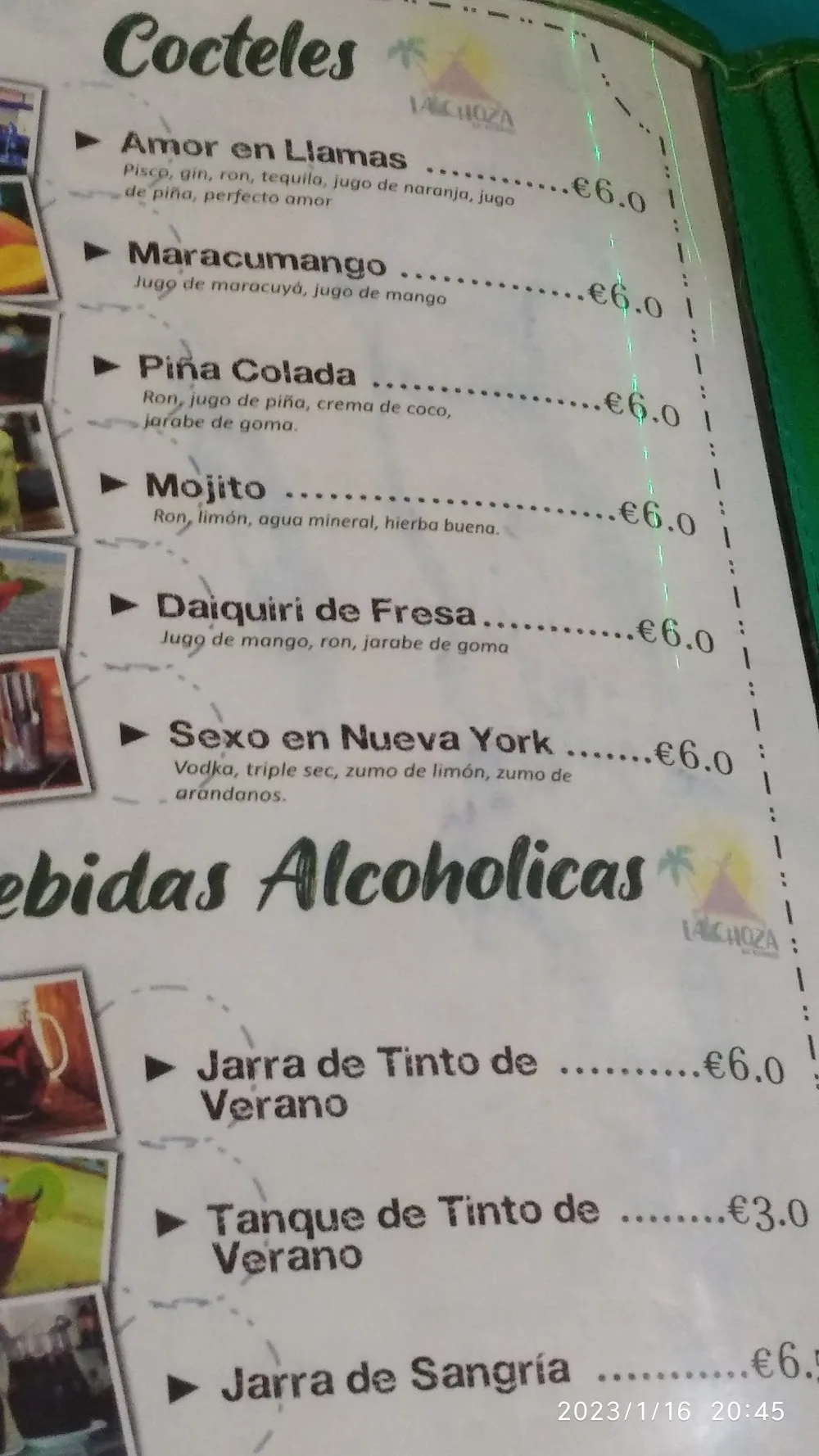 Carta de Restobar La Choza, página 7