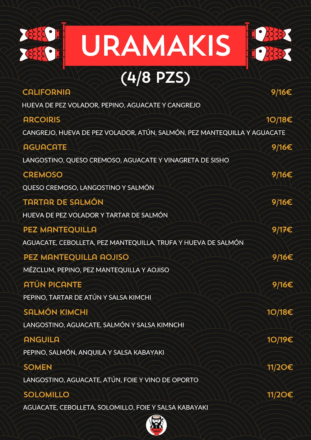 Carta de Somen Sushi Bar, página 1
