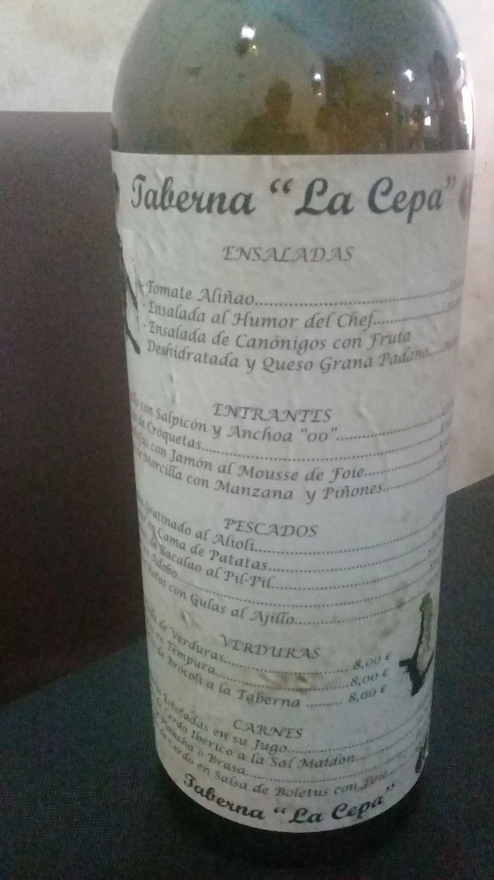 Carta de Taberna La Cepa, página 2