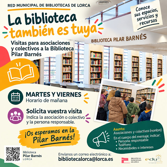 Lorca se suma al Día de las bibliotecas con varias iniciativas divulgativas y participativas que tendrán como epicentro la biblioteca Pilar Barnés · imagen de la fuente oficial